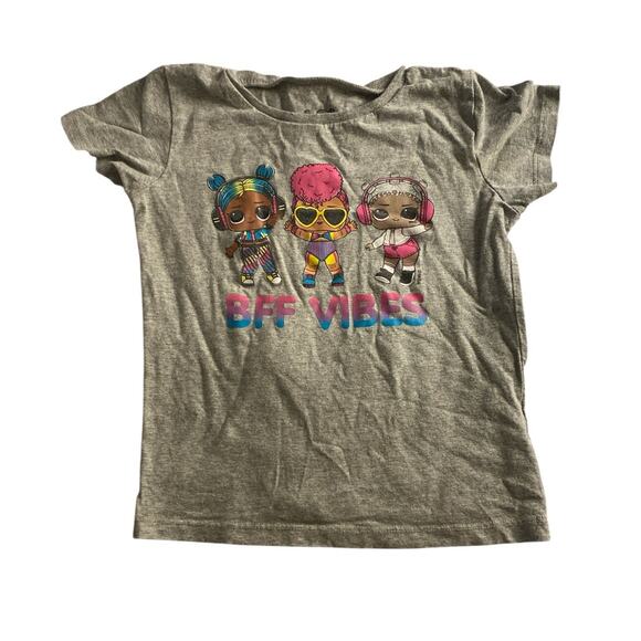 LOL Surprise BFF Vibes Graphic Tee Gray Girls T-Shirt Size 5 - Picture 2 of 5